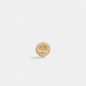 Coach 14 K Gold Coin Single Stud Earring Doré | COH866109