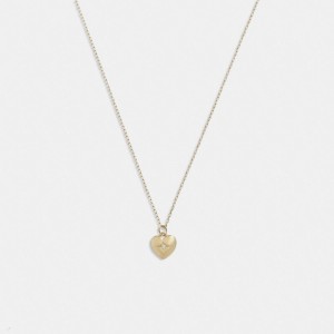 Coach 14 K Gold Heart Pendant Necklace Doré | COH866120