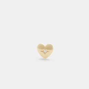 Coach 14 K Gold Heart Single Stud Earring Doré | COH866105