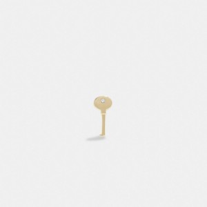 Coach 14 K Gold Key Single Stud Earring Doré | COH866104