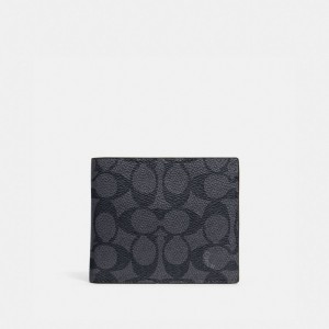 Coach 3 In 1 Wallet In Signature Canvas Grise Noir | COH866717