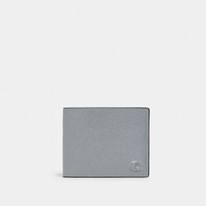 Coach 3 In 1 Wallet With Signature Canvas Interior Grise Bleu | COH866696
