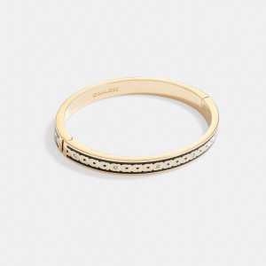 Coach 6 Mm Signature Enamel Bangle Doré Noir | COH866080