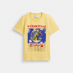 Coach 90's T Shirt In Organic Cotton Jaune | COH866014