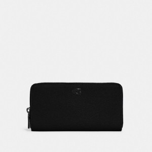 Coach Accordion Wallet With Signature Canvas Interior Noir | COH866732