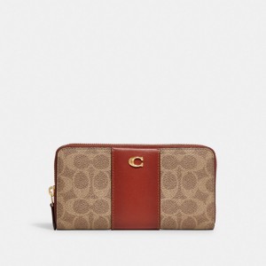 Coach Accordion Zip Wallet In Colorblock Signature Canvas Marron Rouge | COH865518