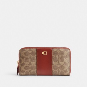 Coach Accordion Zip Wallet In Colorblock Signature Canvas Marron Rouge | COH865521