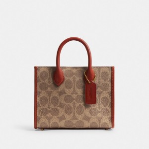 Coach Ace Tote Bag 17 In Signature Canvas Marron Rouge | COH865334