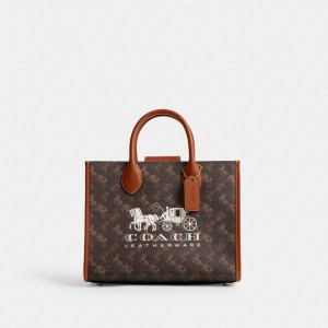 Coach Ace Tote Bag 26 With Horse And Carriage Print Marron | COH865088