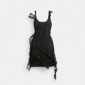 Coach All Over Lace Mini Dress Noir | COH866058