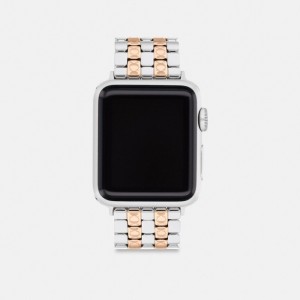 Coach Apple Watch® Strap, 38 Mm, 40 Mm And 41 Mm Doré Argent | COH866288