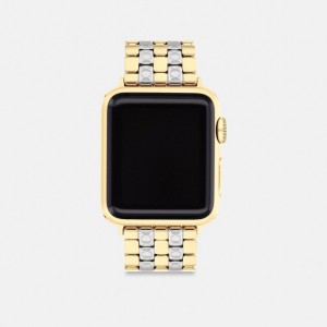 Coach Apple Watch® Strap, 38 Mm, 40 Mm And 41 Mm Doré Argent | COH866289