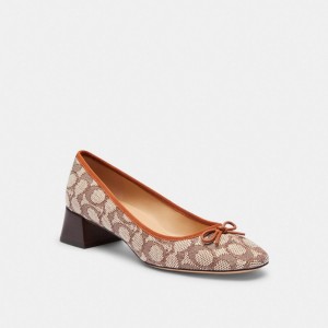 Coach Ava Ballet Pump In Signature Textile Jacquard Marron | COH865755