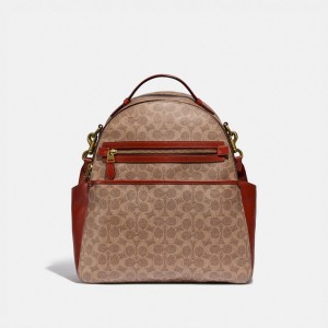 Coach Baby Backpack In Signature Canvas Marron Rouge | COH865469