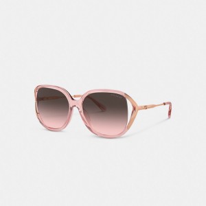 Coach Bandit Oversized Square Sunglasses Rose Rose Doré | COH866329