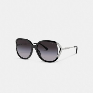 Coach Bandit Oversized Square Sunglasses Noir Argent | COH866352