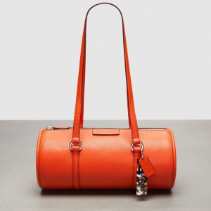 Coach Barrel Bag In Pebbled Coachtopia Leather Orange | COH864727