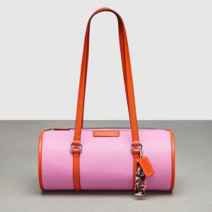 Coach Barrel Bag In Pebbled Coachtopia Leather Orange | COH864975