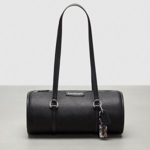 Coach Barrel Bag In Pebbled Coachtopia Leather Noir | COH864752
