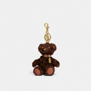 Coach Bear Bag Charm In Signature Shearling Chocolat Marron | COH866449