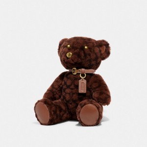 Coach Bear Collectible In Signature Shearling Chocolat Marron | COH866445