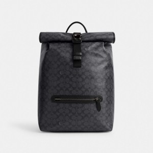 Coach Beck Roll Top Backpack In Signature Canvas Grise | COH866504