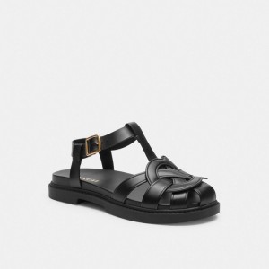 Coach Bella Fisherman Sandal Noir | COH865900