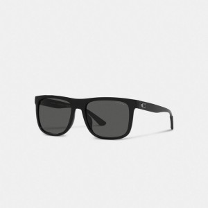 Coach Beveled Signature Flat Top Square Sunglasses Noir | COH866367