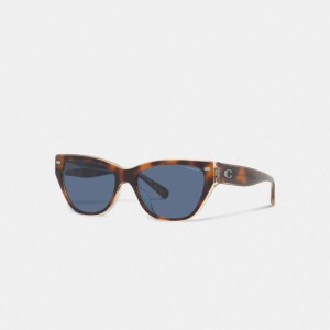 Coach Beveled Signature Square Cat Eye Sunglasses Marron | COH866372
