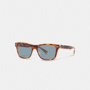 Coach Beveled Signature Square Sunglasses Bleu | COH867074
