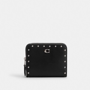 Coach Billfold Wallet With Rivets Argent Noir | COH865617