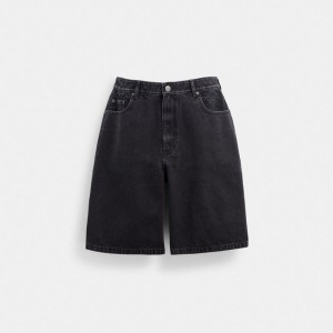 Coach Black Denim Shorts In Organic Cotton Noir Bleu | COH866948
