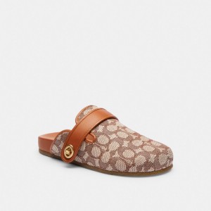 Coach Blake Clog In Signature Textile Jacquard Marron | COH865807