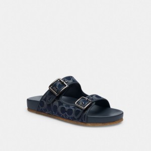 Coach Buckle Strap Sandal In Signature Denim Bleu | COH866848
