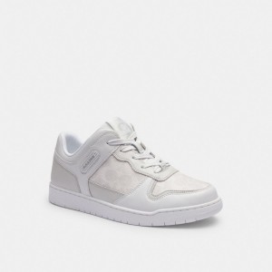 Coach C201 Low Top Sneaker In Signature Canvas Blanche | COH865816