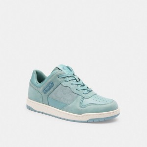 Coach C201 Low Top Sneaker In Signature Canvas Jacquard Turquoise | COH865845