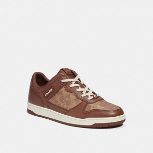 Coach C201 Sneaker In Signature Canvas Marron | COH866807