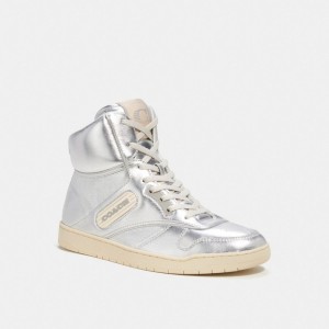 Coach C202 High Top Sneaker Argent | COH865823