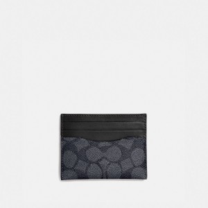 Coach Card Case In Signature Canvas Grise Noir | COH865666