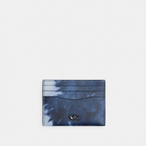 Coach Card Case With Tie Dye Print Bleu Marine Multicolore | COH866774