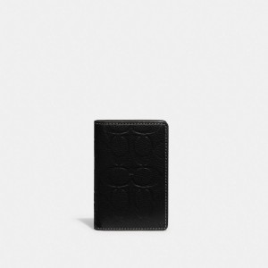 Coach Card Wallet In Signature Leather Noir | COH865688