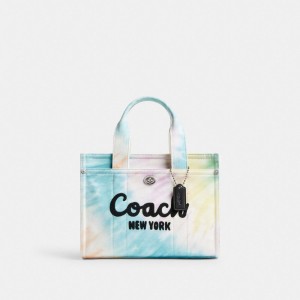 Coach Cargo Tote Bag 26 With Rainbow Tie Dye Print Argent Multicolore | COH865105