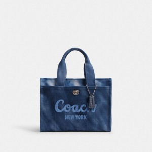 Coach Cargo Tote Bag 26 With Tie Dye Argent Bleu Marine | COH865106