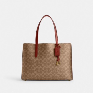 Coach Carter Carryall Bag In Signature Canvas Marron Rouge | COH865085