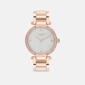 Coach Cary Watch, 34 Mm Rose Doré Bleu Clair | COH866278