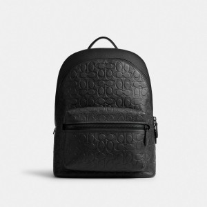 Coach Charter Backpack In Signature Leather Noir | COH865473