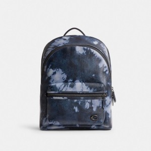 Coach Charter Backpack With Tie Dye Print Bleu Marine Multicolore | COH866520