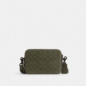 Coach Charter Crossbody 19 In Signature Canvas Jacquard Vert | COH866565