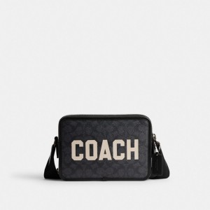 Coach Charter Crossbody Bag 24 In Signature Canvas With Graphic Grise Multicolore | COH866606