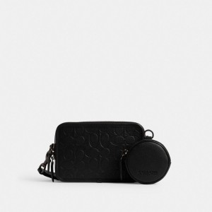 Coach Charter Crossbody With Hybrid Pouch In Signature Leather Noir | COH866599